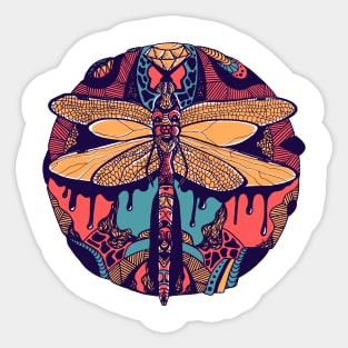 Retro Triad Circle of the Dragonfly Sticker